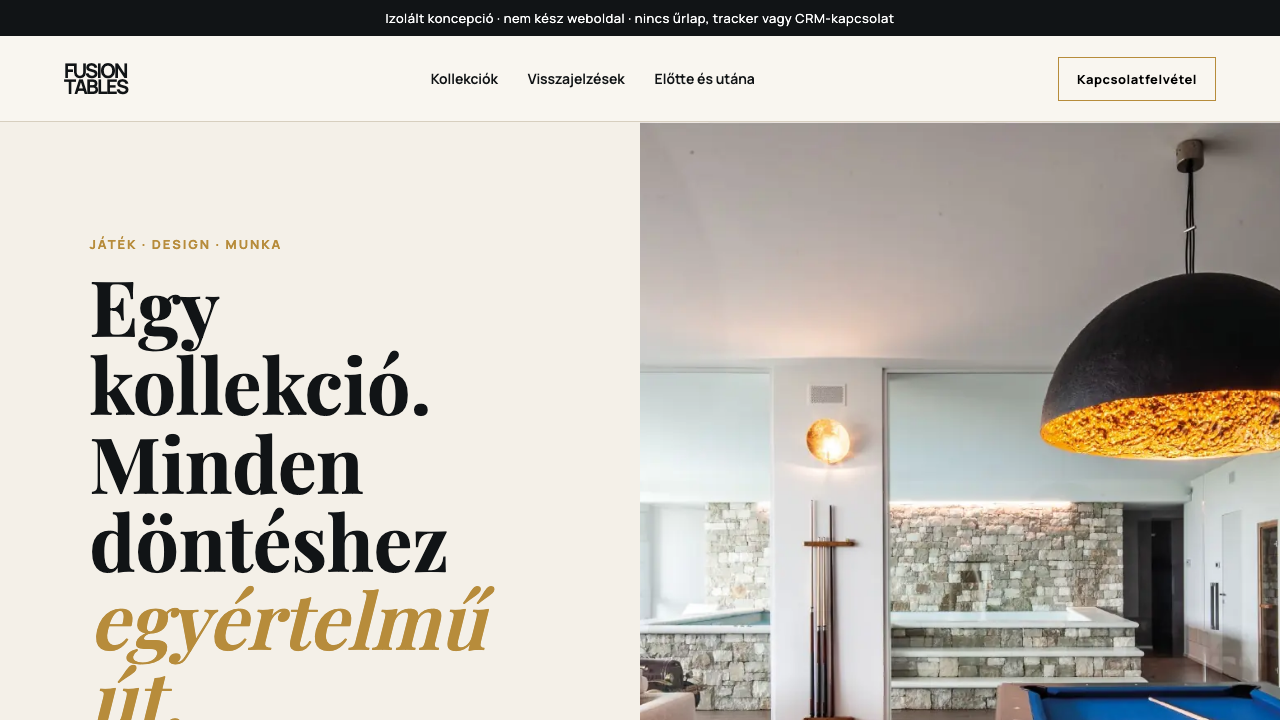 Az izolált egységes kollekciós koncepció pillanatképe